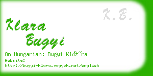 klara bugyi business card